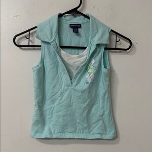Light Blue Sleeveless Polo Top Y2K